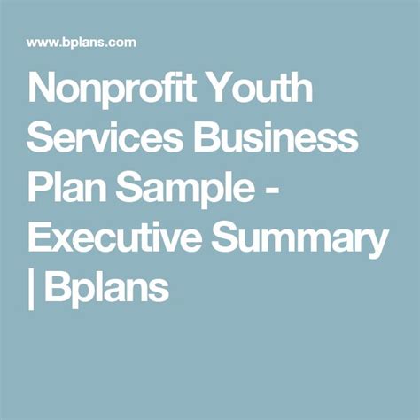 Nonprofit Youth Services Business Plan